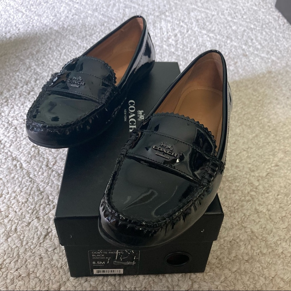 Coach Odette Patent Leather Loafers BLACK size 8.5 US